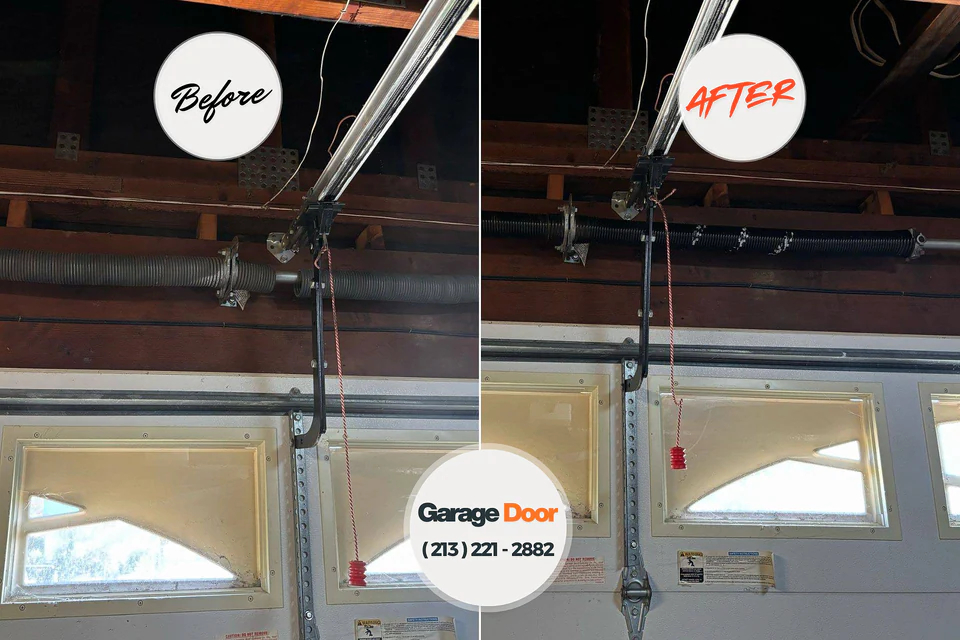 Before and after: garage door repair Fayetteville, GA